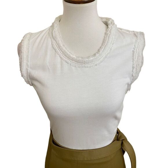 NEW 3.1 Phillip Lim Muscle Tee Combo Sateen Dress Size 0 White Olive Khaki - Picture 4 of 12